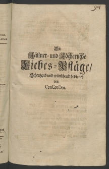 Källner- und Köcherische Liebes-Pläge, schertzend und wünschend bedienet von CoCorDen