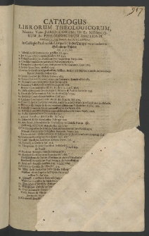 Catalogus librorum theologicorum, maxime vero iuridicorum, ut et medicorum ac philoiogicorum auctionis more ad d. 21 seqq. Januar., Anni 1684 in Collegio Paulino sub Lampade (in der Lampe) vendendorum