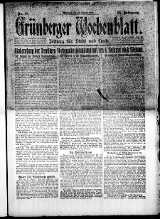 Gr&uuml;nberger Wochenblatt: Zeitung f&uuml;r Stadt und Land, No.18. ( 22. Januar 1919 )