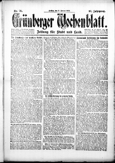 Gr&uuml;nberger Wochenblatt: Zeitung f&uuml;r Stadt und Land, No.26. ( 31. Januar 1919 )