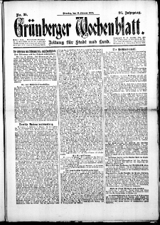Gr&uuml;nberger Wochenblatt: Zeitung f&uuml;r Stadt und Land, No.35. ( 11. Februar 1919 )