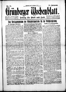 Grünberger Wochenblatt: Zeitung für Stadt und Land, No.46. ( 23. Februar 1919 )