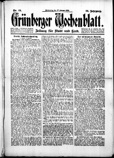 Gr&uuml;nberger Wochenblatt: Zeitung f&uuml;r Stadt und Land, No.49. ( 27. Februar 1919 )