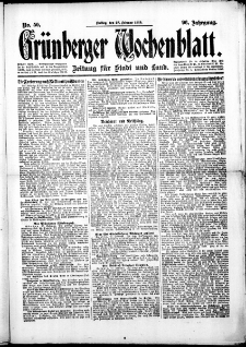 Gr&uuml;nberger Wochenblatt: Zeitung f&uuml;r Stadt und Land, No.50. ( 28. Februar 1919 )