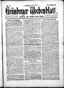 Gr&uuml;nberger Wochenblatt: Zeitung f&uuml;r Stadt und Land, No.57. ( 8. M&auml;rz 1919 )