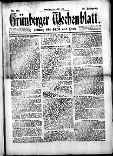 Gr&uuml;nberger Wochenblatt: Zeitung f&uuml;r Stadt und Land, No.103. ( 3. Mai 1919 )