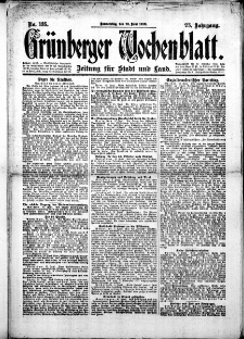 Gr&uuml;nberger Wochenblatt: Zeitung f&uuml;r Stadt und Land, No.135. ( 12. Juni 1919 )
