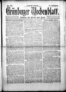 Gr&uuml;nberger Wochenblatt: Zeitung f&uuml;r Stadt und Land, No.137. ( 19. Juni 1919 )