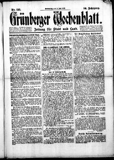 Gr&uuml;nberger Wochenblatt: Zeitung f&uuml;r Stadt und Land, No.153. ( 3. Juli 1919 )