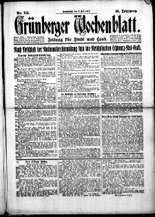 Gr&uuml;nberger Wochenblatt: Zeitung f&uuml;r Stadt und Land, No.155. ( 5. Juli 1919 )