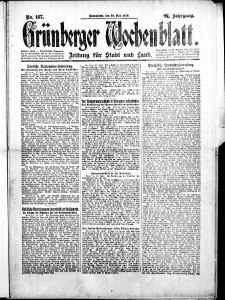 Gr&uuml;nberger Wochenblatt: Zeitung f&uuml;r Stadt und Land, No.167. ( 19. Juli 1919 )