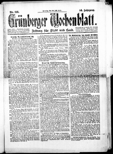 Gr&uuml;nberger Wochenblatt: Zeitung f&uuml;r Stadt und Land, No.168. ( 20. Juli 1919 )