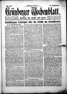 Gr&uuml;nberger Wochenblatt: Zeitung f&uuml;r Stadt und Land, No.174. ( 27. Juli 1919 )
