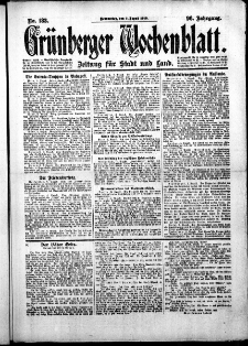 Gr&uuml;nberger Wochenblatt: Zeitung f&uuml;r Stadt und Land, No.183. ( 7. August 1919 )