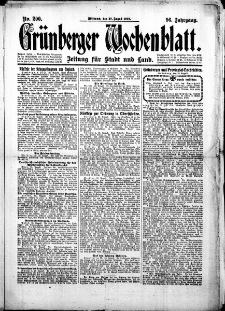 Grünberger Wochenblatt: Zeitung für Stadt und Land, No.200. ( 27. August 1919 )