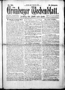 Gr&uuml;nberger Wochenblatt: Zeitung f&uuml;r Stadt und Land, No.210. ( 7. September 1919 )