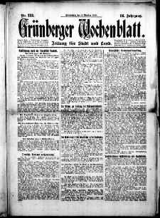 Grünberger Wochenblatt: Zeitung für Stadt und Land, No.233. ( 4. Oktober 1919 )