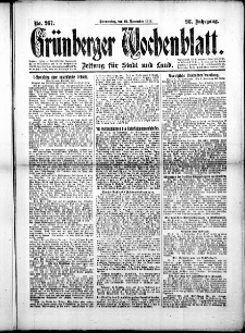Gr&uuml;nberger Wochenblatt: Zeitung f&uuml;r Stadt und Land, No.267. ( 13. November 1919 )