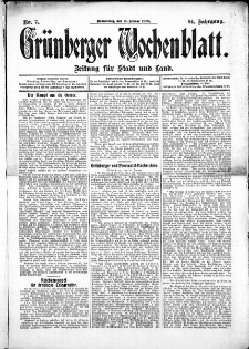Gr&uuml;nberger Wochenblatt: Zeitung f&uuml;r Stadt und Land, No.7. ( 16. Januar 1908 )