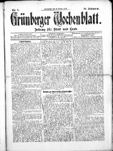 Gr&uuml;nberger Wochenblatt: Zeitung f&uuml;r Stadt und Land, No.8. ( 18. Januar 1908 )