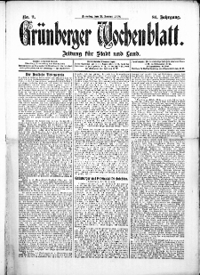 Gr&uuml;nberger Wochenblatt: Zeitung f&uuml;r Stadt und Land, No.9. ( 21. Januar 1908 )