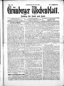 Gr&uuml;nberger Wochenblatt: Zeitung f&uuml;r Stadt und Land, No.10. ( 23. Januar 1908 )