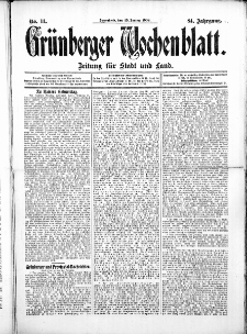 Gr&uuml;nberger Wochenblatt: Zeitung f&uuml;r Stadt und Land, No.11. ( 25. Januar 1908 )