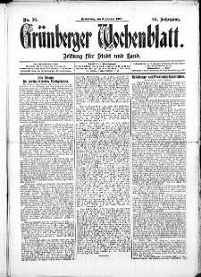 Gr&uuml;nberger Wochenblatt: Zeitung f&uuml;r Stadt und Land, No.16. ( 6. Februar 1908 )