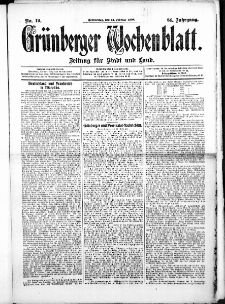 Gr&uuml;nberger Wochenblatt: Zeitung f&uuml;r Stadt und Land, No.19. ( 13. Februar 1908 )