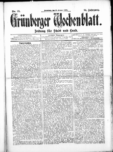 Gr&uuml;nberger Wochenblatt: Zeitung f&uuml;r Stadt und Land, No.23. ( 22. Februar 1908 )