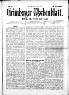 Gr&uuml;nberger Wochenblatt: Zeitung f&uuml;r Stadt und Land, No.24. ( 25. Februar 1908 )