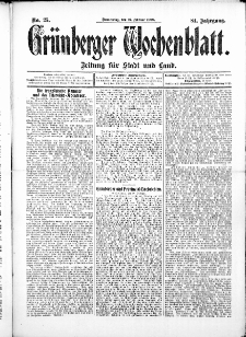 Gr&uuml;nberger Wochenblatt: Zeitung f&uuml;r Stadt und Land, No.25. ( 27. Februar 1908 )