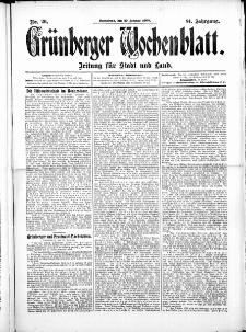 Gr&uuml;nberger Wochenblatt: Zeitung f&uuml;r Stadt und Land, No.26. ( 29. Februar 1908 )