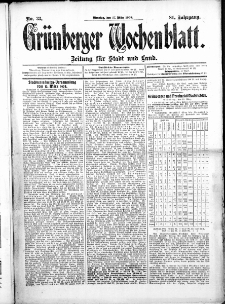 Gr&uuml;nberger Wochenblatt: Zeitung f&uuml;r Stadt und Land, No.33. ( 17. M&auml;rz 1908 )