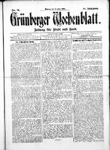 Gr&uuml;nberger Wochenblatt: Zeitung f&uuml;r Stadt und Land, No.36. ( 24. M&auml;rz 1908 )