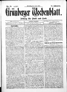 Gr&uuml;nberger Wochenblatt: Zeitung f&uuml;r Stadt und Land, No.40. ( 2. April 1908 )