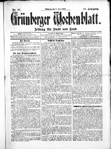 Gr&uuml;nberger Wochenblatt: Zeitung f&uuml;r Stadt und Land, No.48. ( 22. April 1908 )