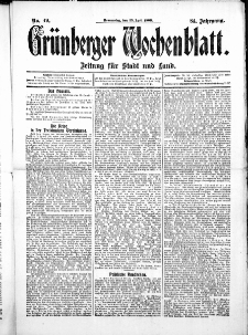 Gr&uuml;nberger Wochenblatt: Zeitung f&uuml;r Stadt und Land, No.49. ( 25. April 1908 )