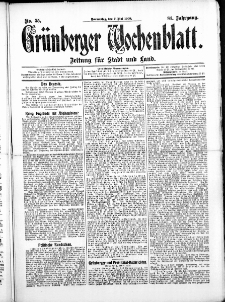 Gr&uuml;nberger Wochenblatt: Zeitung f&uuml;r Stadt und Land, No.55. ( 7. Mai 1908 )