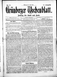 Gr&uuml;nberger Wochenblatt: Zeitung f&uuml;r Stadt und Land, No.57. ( 12. Mai 1908 )