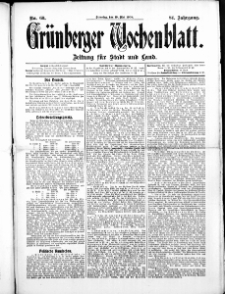 Gr&uuml;nberger Wochenblatt: Zeitung f&uuml;r Stadt und Land, No.60. ( 19. Mai 1908 )
