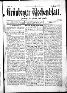 Gr&uuml;nberger Wochenblatt: Zeitung f&uuml;r Stadt und Land, No.78. ( 30. Juni 1908 )