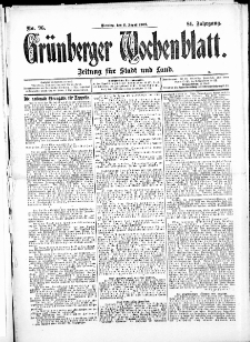 Gr&uuml;nberger Wochenblatt: Zeitung f&uuml;r Stadt und Land, No.96. ( 11. August 1908 )