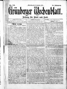Gr&uuml;nberger Wochenblatt: Zeitung f&uuml;r Stadt und Land, No.109. ( 10. September 1908 )