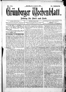 Gr&uuml;nberger Wochenblatt: Zeitung f&uuml;r Stadt und Land, No.157. ( 31. Dezember 1908 )