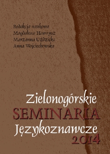 Zielonogórskie Seminaria Językoznawcze 2014: Język w życiu wspólnoty - spis treści i wstęp