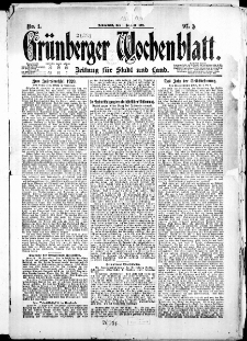 Gr&uuml;nberger Wochenblatt: Zeitung f&uuml;r Stadt und Land, No. 1. ( 1. Januar 1921 )