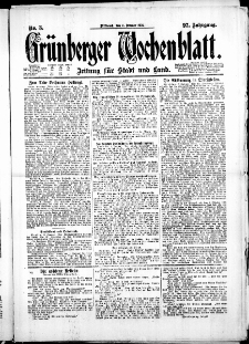 Gr&uuml;nberger Wochenblatt: Zeitung f&uuml;r Stadt und Land, No. 3. ( 5. Januar 1921 )