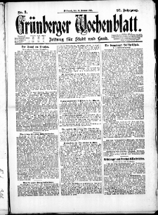 Gr&uuml;nberger Wochenblatt: Zeitung f&uuml;r Stadt und Land, No. 9. ( 12. Januar 1921 )
