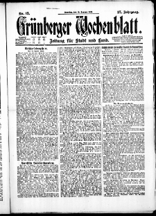 Gr&uuml;nberger Wochenblatt: Zeitung f&uuml;r Stadt und Land, No. 13. ( 16. Januar 1921 )
